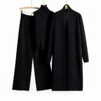 Three-Piece Knit Set with Top, Cardigan and Matching Trousers