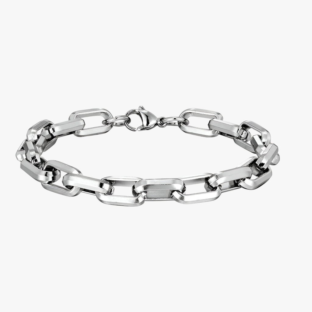 Zware stalen armband met brede schakels