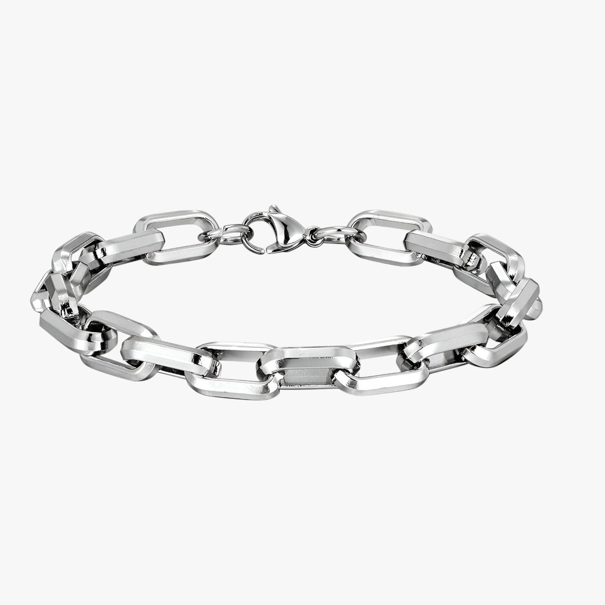 Zware stalen armband met brede schakels