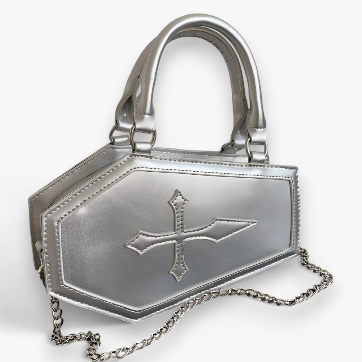 Gothic Coffin-Shaped Chain Handbag for Halloween