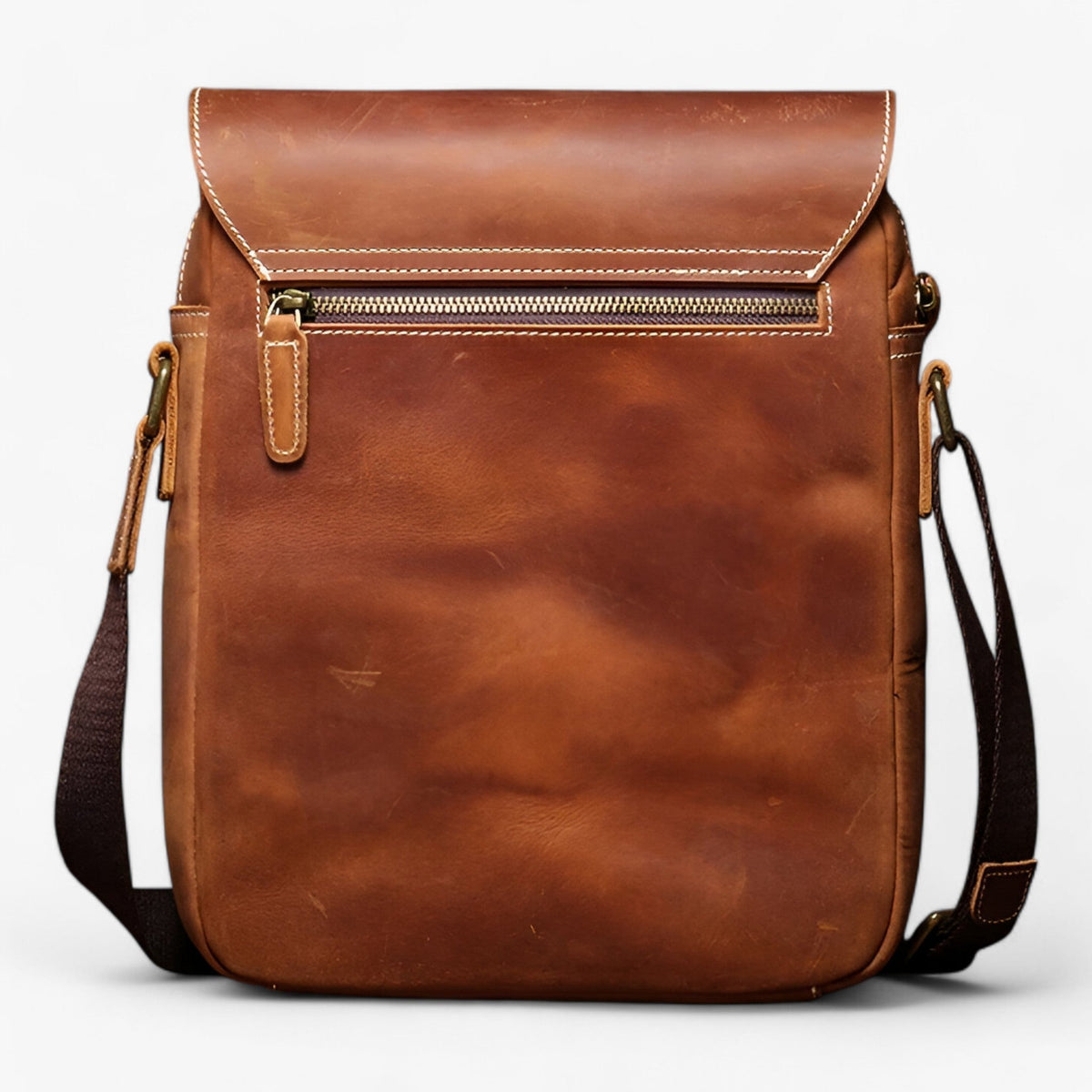 Compact Crazy Horse Leather Vintage Shoulder Bag