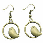 Handmade Vintage-Style Bird Charm Drop Earrings
