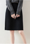 Ribbed Knit Midi Skirt with Side Slit