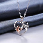 Heart Zircon Girl and Horse Necklace