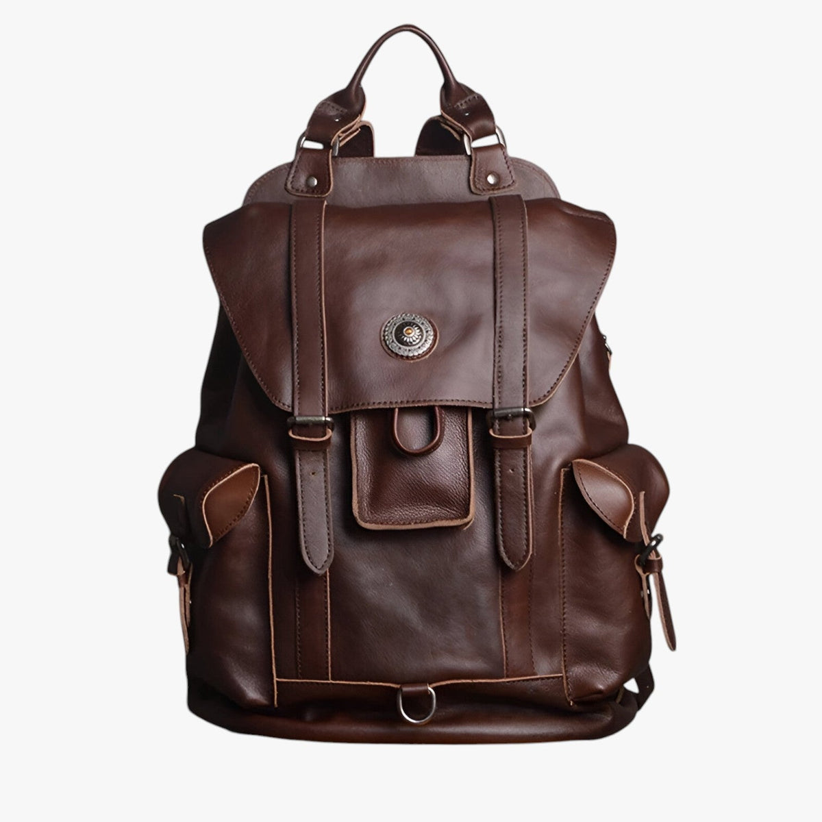 Water-Repellent Leather Travel Bag with 15-Inch Laptop Space