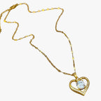 Heart Necklace with Set Stones on a Soft Chain