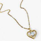 Crystal Heart and Lip Pendant Necklace