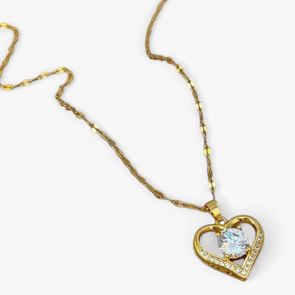 Crystal Heart and Lip Pendant Necklace
