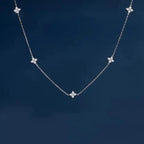 Flower Inlaid Zirconia Necklace in Two Metal Tones