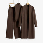 Three-Piece Knit Set with Top, Cardigan and Matching Trousers