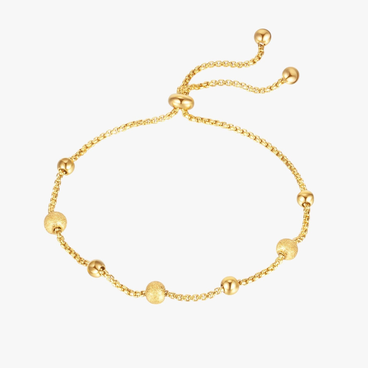 Adjustable Beaded Bracelet in Matte Stainless Steel
