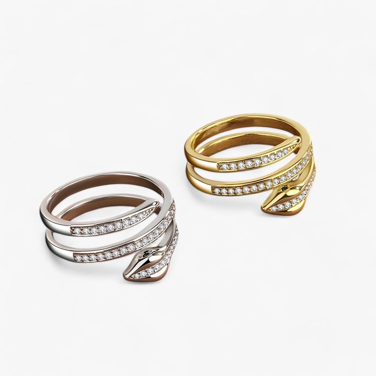 Adjustable Serpent Ring with Zirconia, Gold-Tone