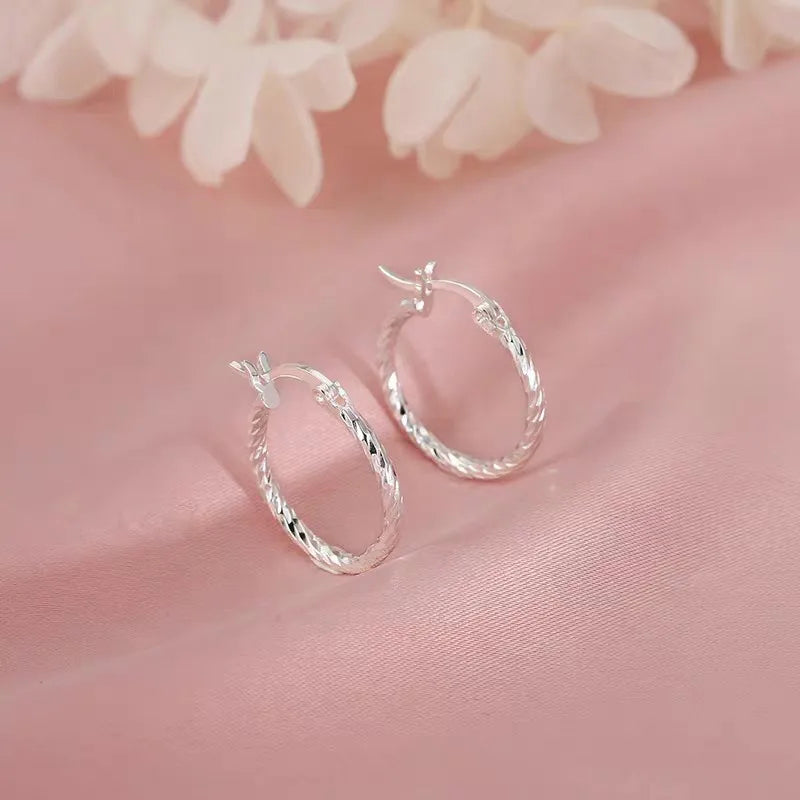 Twisted Silver-Tone Hoop Earrings