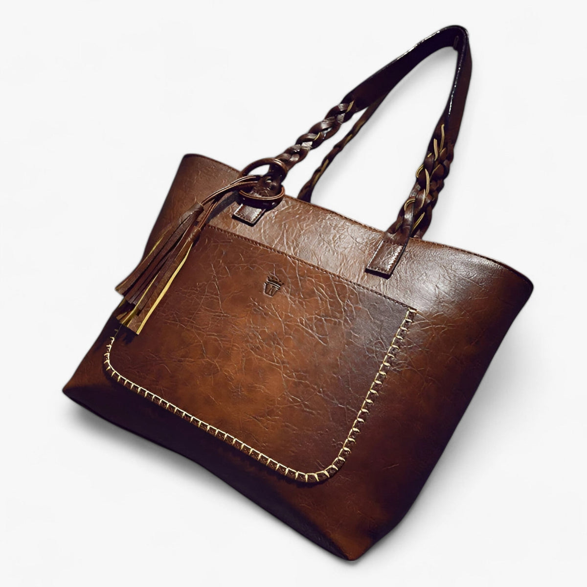 Simple Elegant Leather Handbag with Tassel Detail