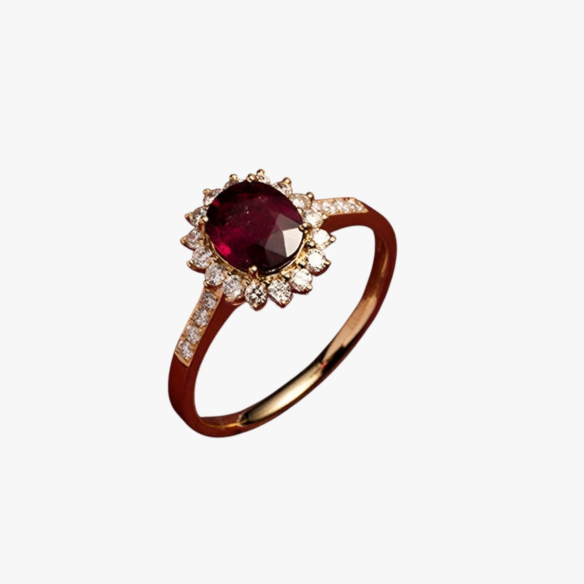 Vintage Ring with Pink-Red Zircon and Gold Plating