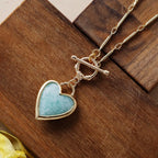 Gold-Plated Chain Necklace with Stone Charm in Many Stones