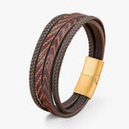 Multi-Layer Braided Leather Bracelet with Magnetic Clasp