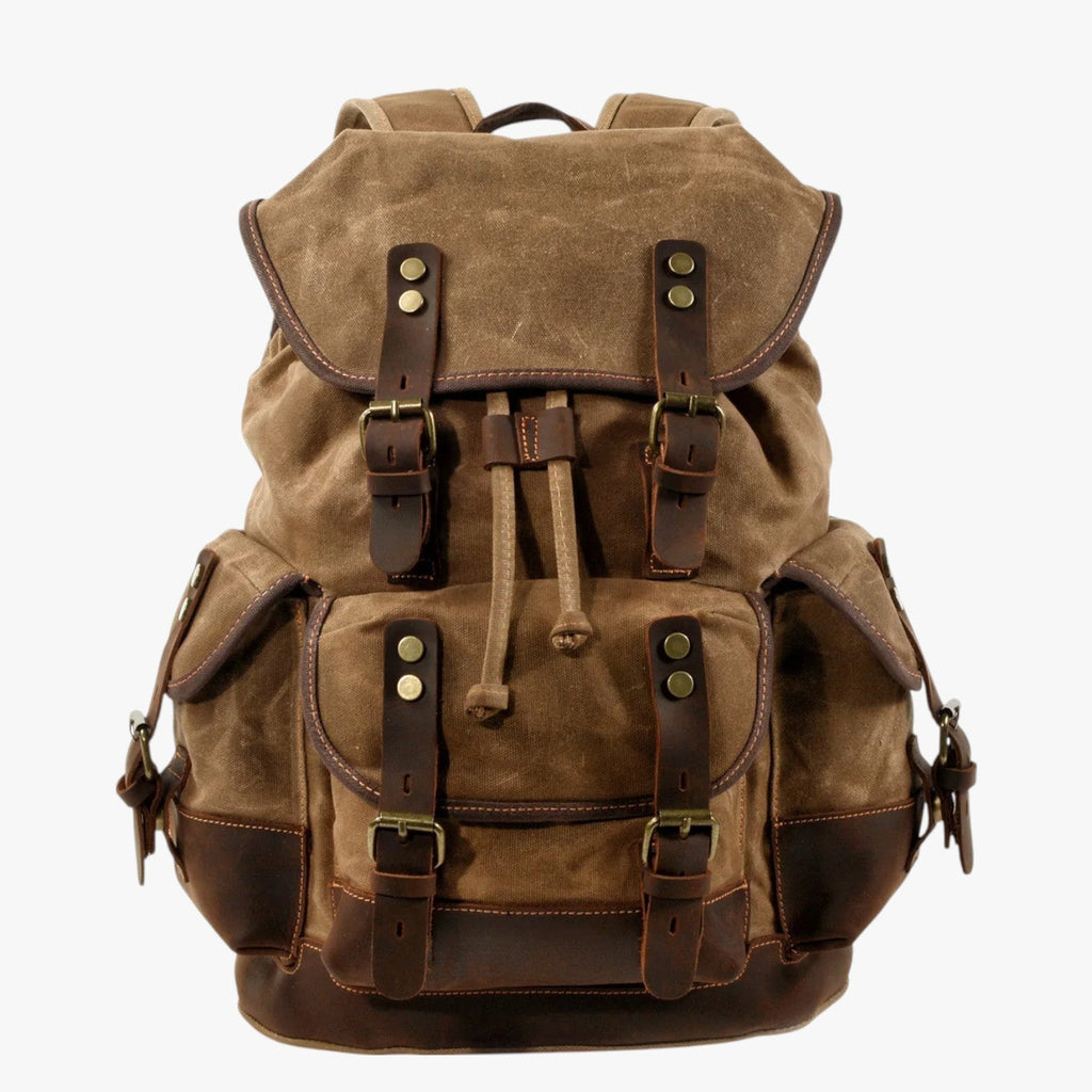 Large Vintage Canvas and Leather Hiking and Travel Backpack