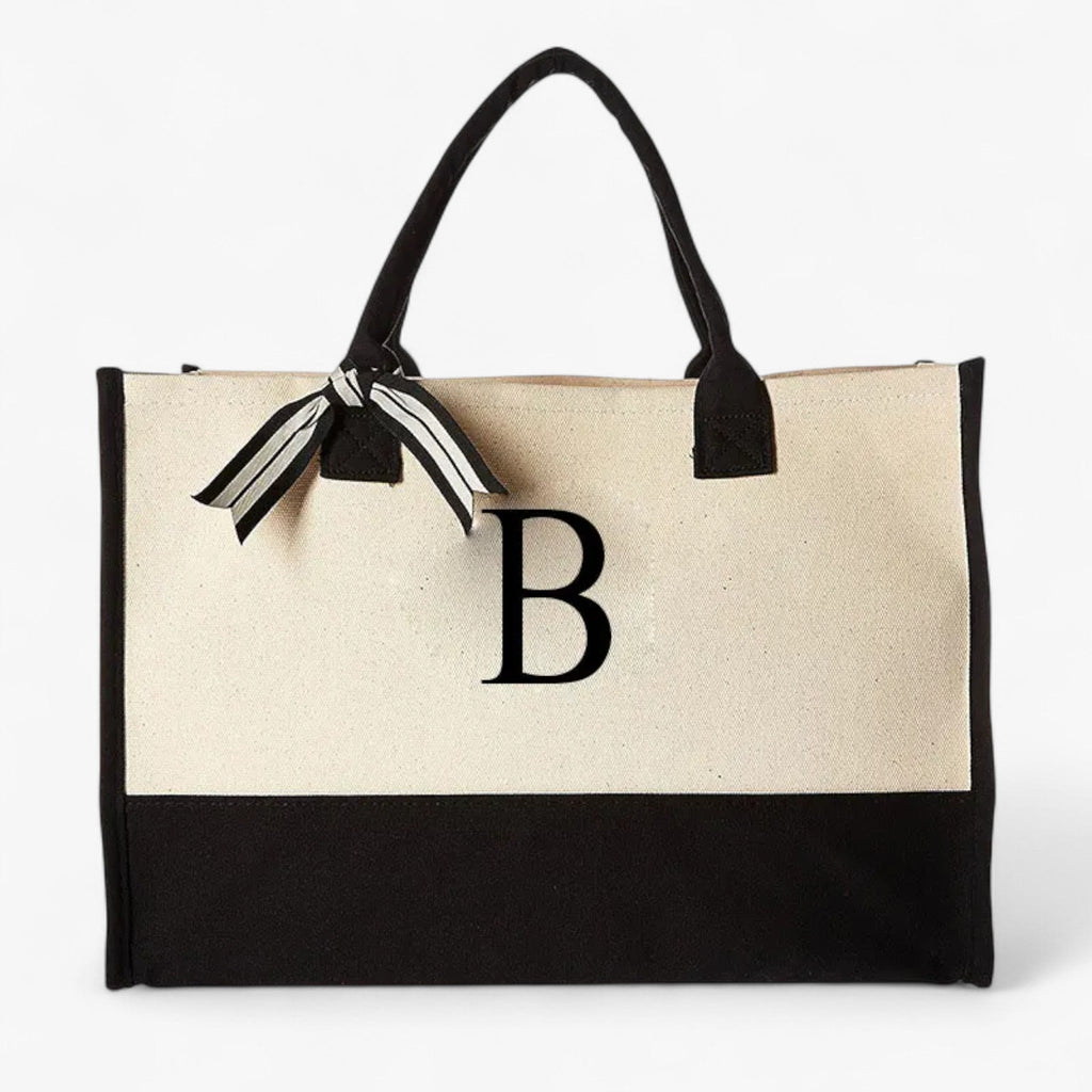 Reusable Canvas Cotton Initial Letter Tote Bag