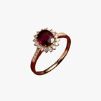 Vintage Ring with Pink-Red Zircon and Gold Plating