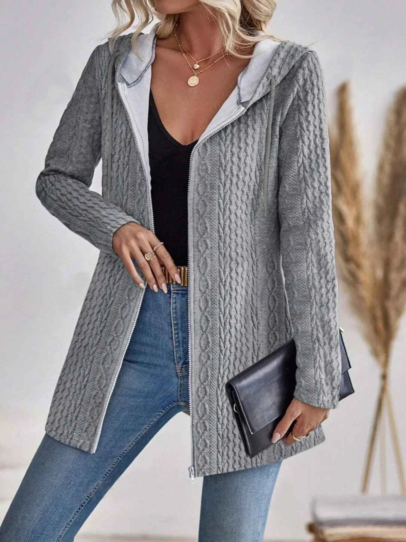 Open Front Cardigan with Practical Pockets and Soft Warm Knit