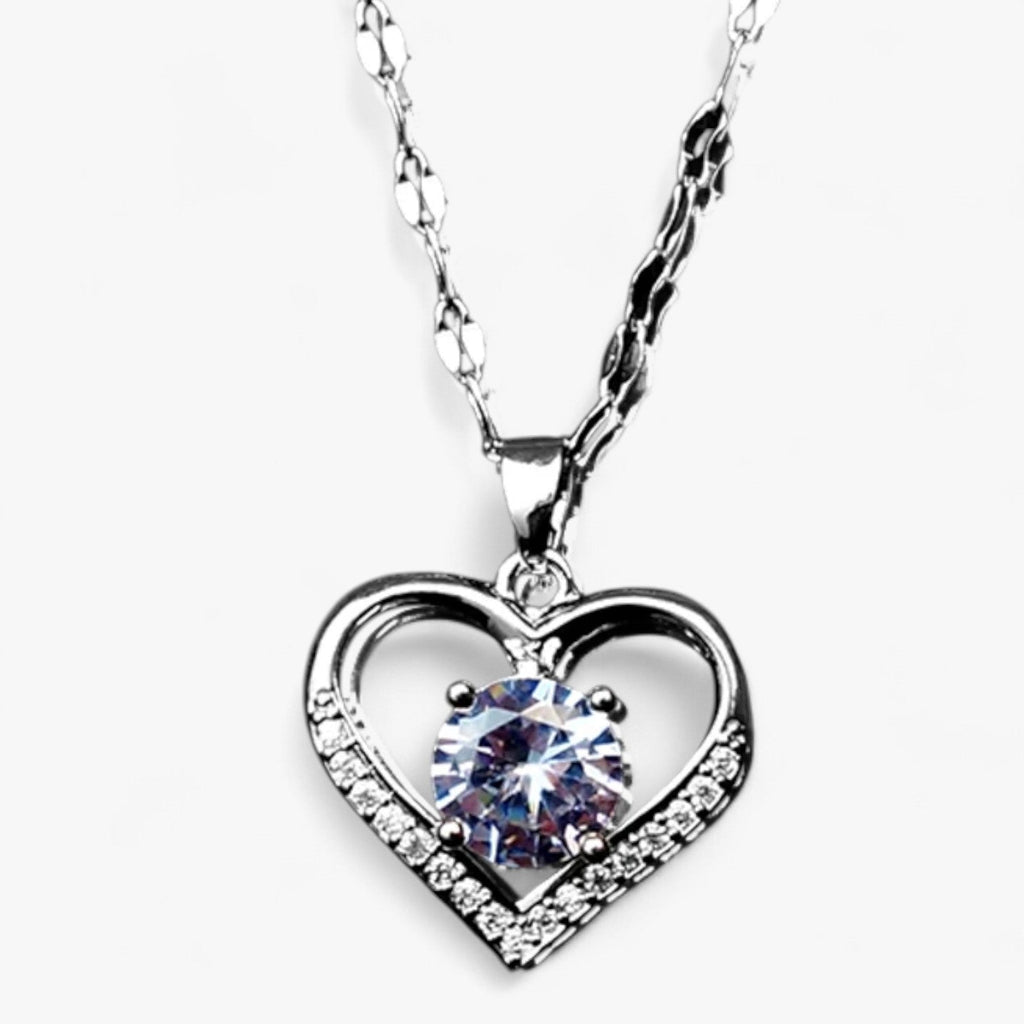 Crystal Heart and Lip Pendant Necklace