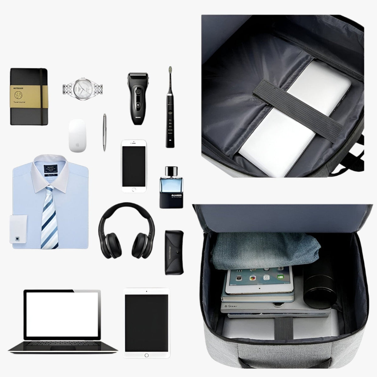 Men's Waterproof 15.6-Inch Laptop Backpack with USB Port