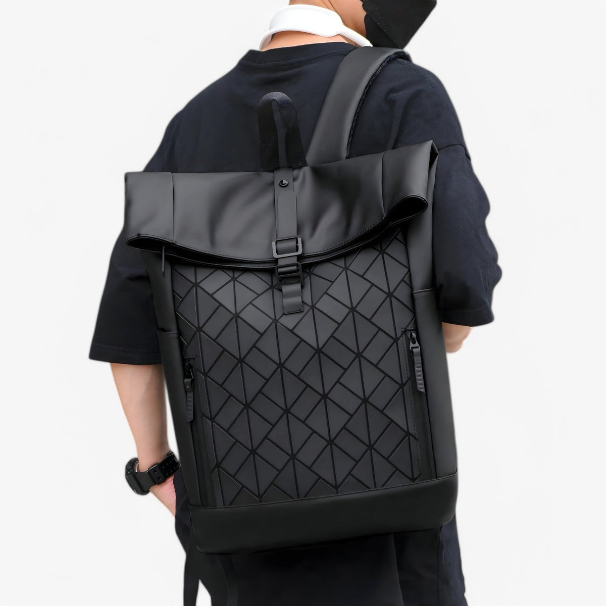 Men's Versatile Black Laptop Backpack for Daily Use