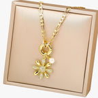 Ketting met bloemhanger en blauwe zirkoniastenen