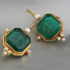 Vintage-Style Geometric Pearl Pendant Drop Earrings