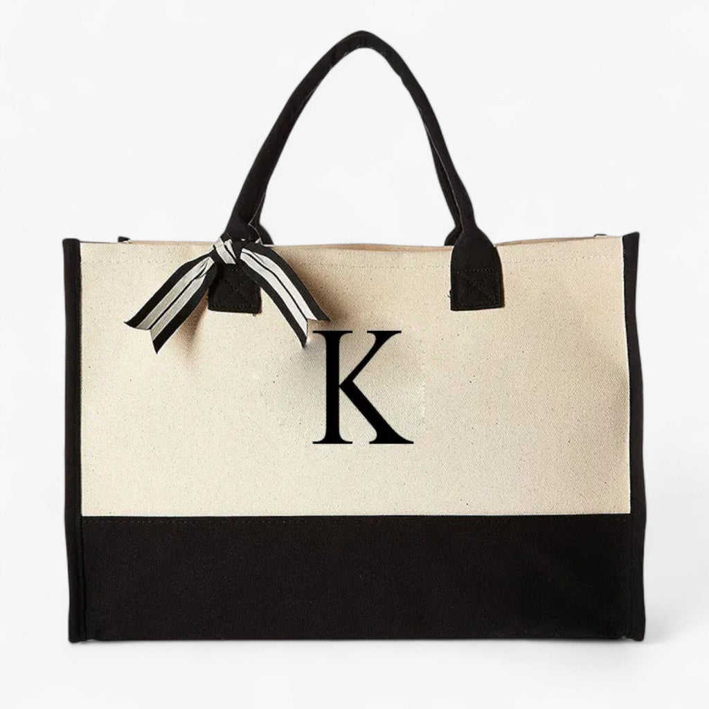 Reusable Canvas Cotton Initial Letter Tote Bag