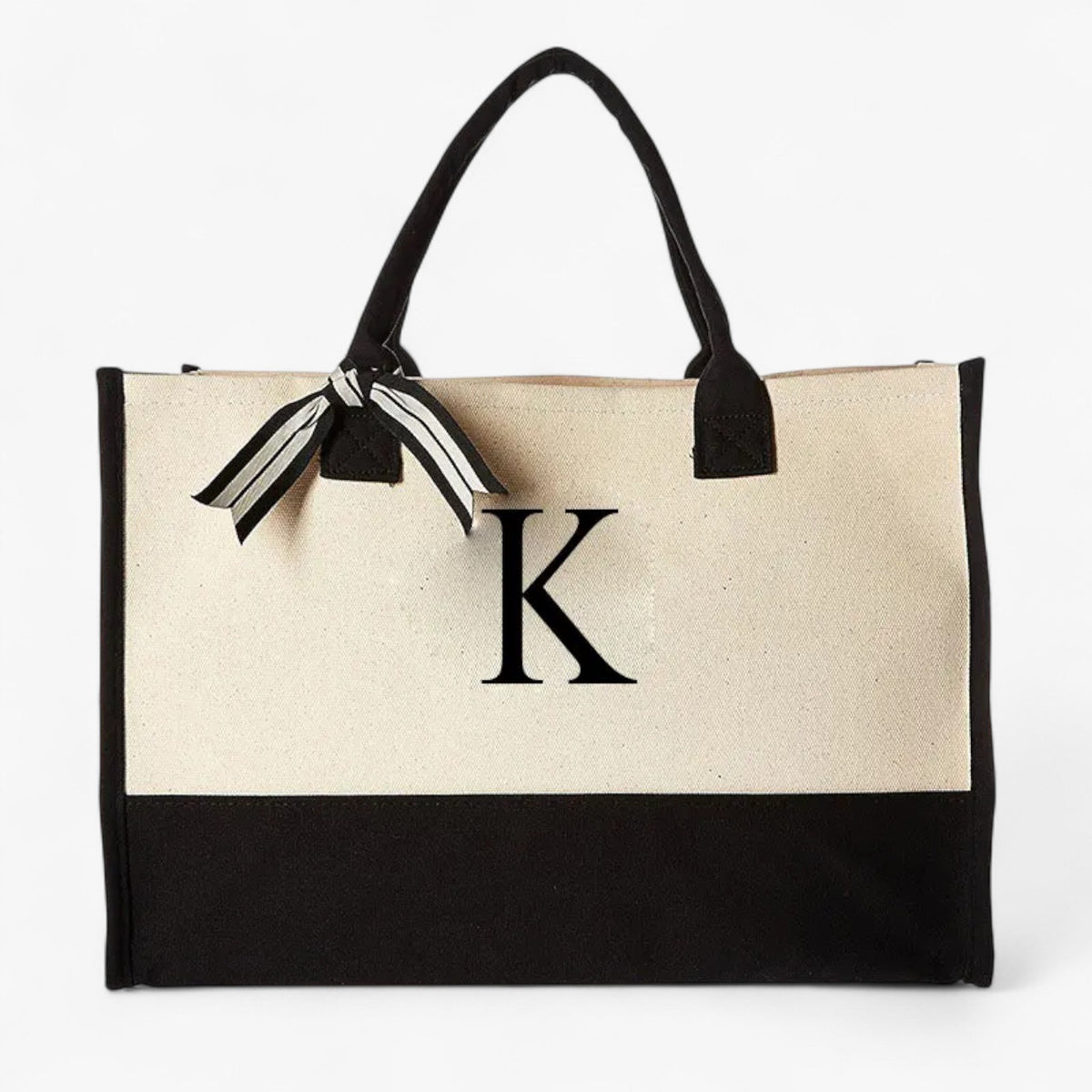 Reusable Canvas Cotton Initial Letter Tote Bag