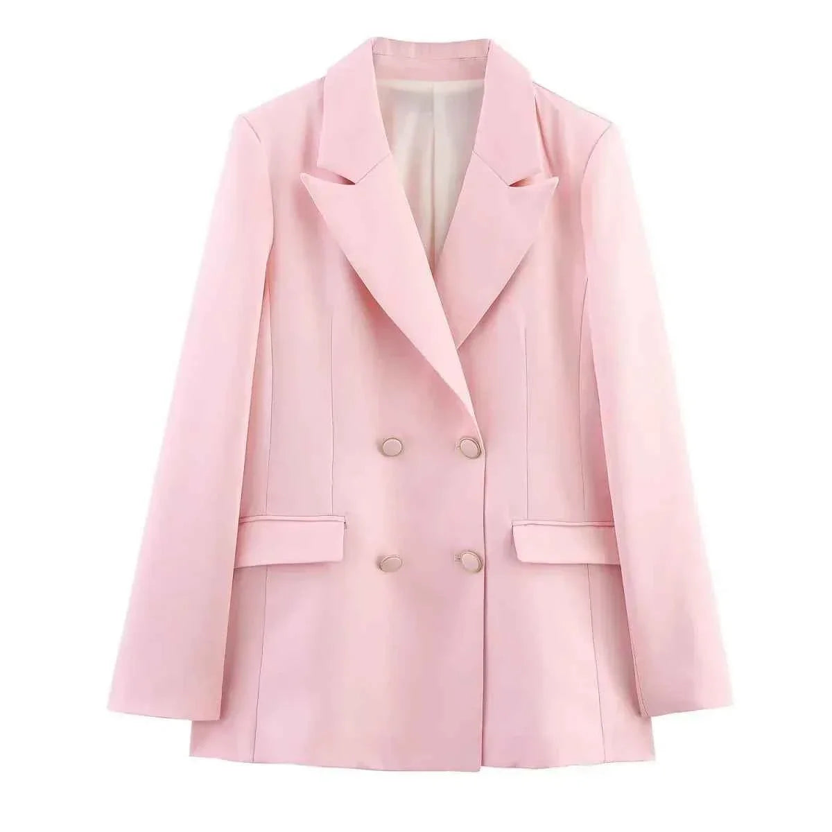 Tailored Long Blazer and Trouser Set with Matching Buttons