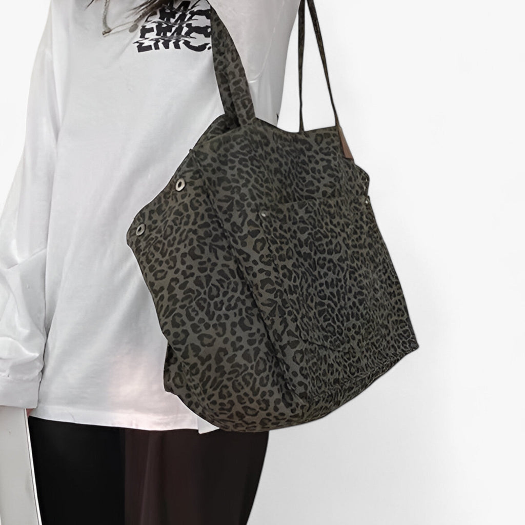 Bold Leopard Print Shoulder Bag with Large Compartment