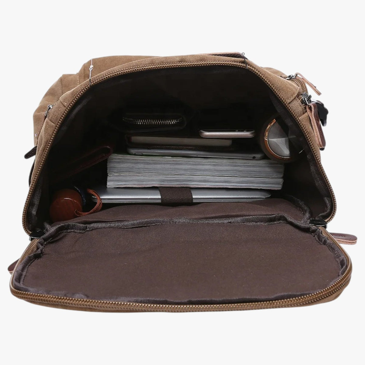 Ruime rugzak in vintage stijl met laptopvak