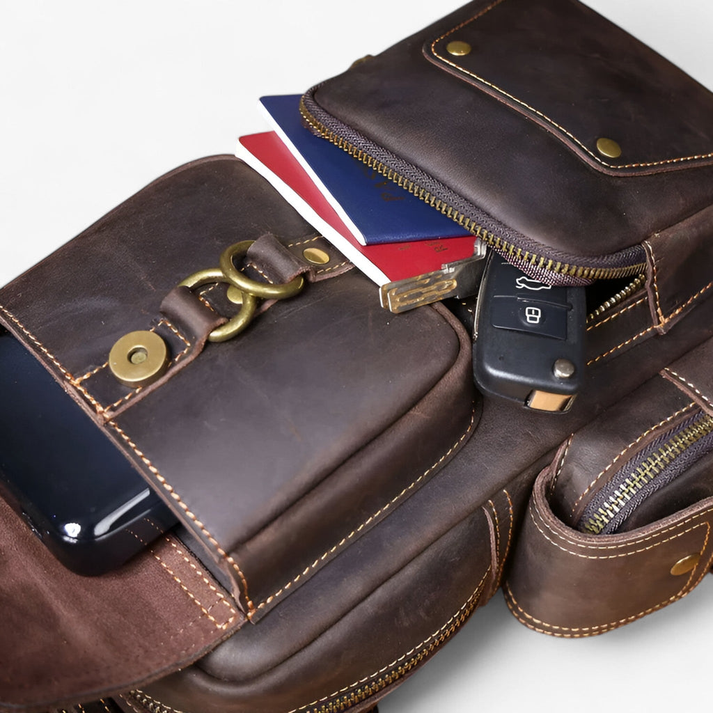 Sleek Full-Grain Leather Vintage-Style Everyday Bag