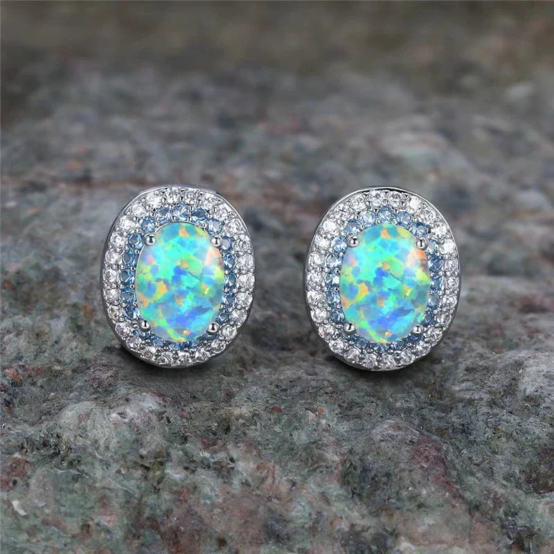 Antique-Style Round Turquoise Stud Earrings