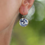 Glass-Covered Bird Art Earrings in Vintage Bronze Tone