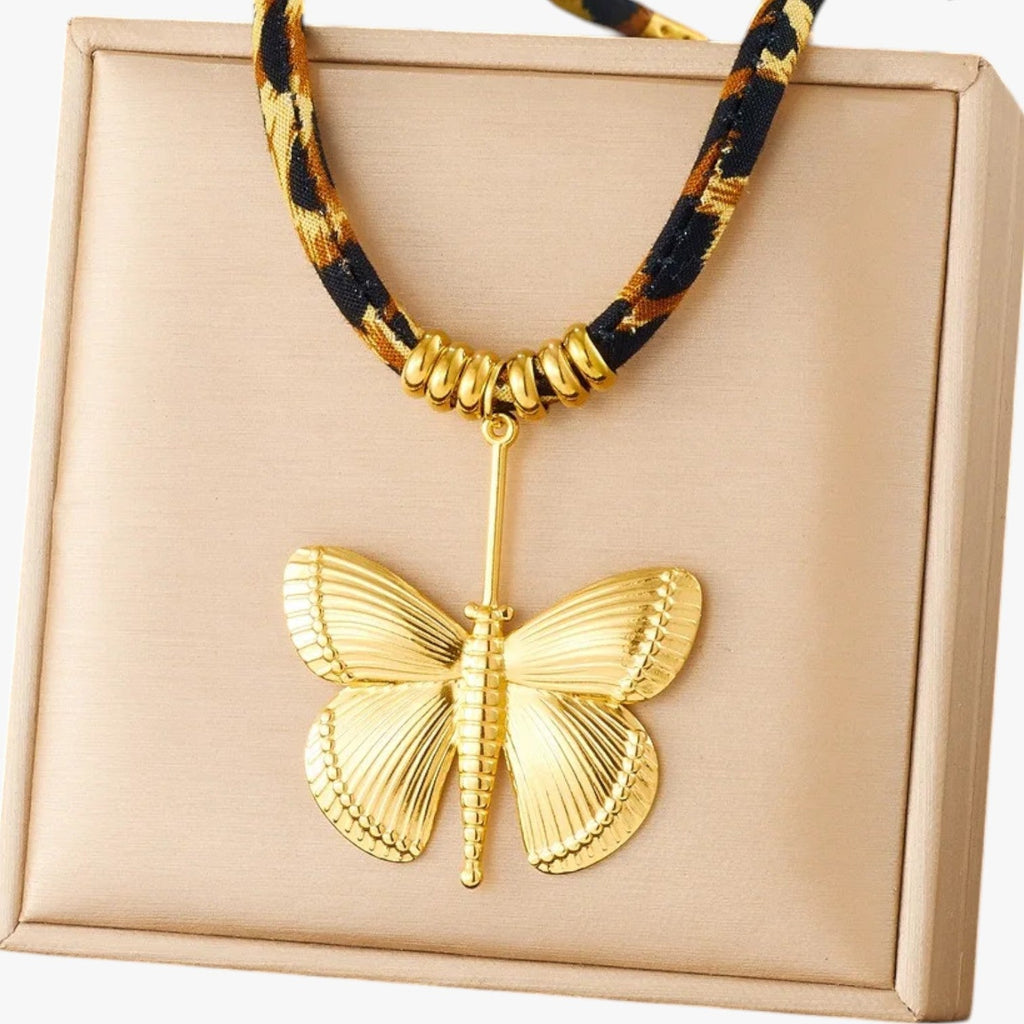 Leopard Charm Necklace with Gold-Tone Detailing