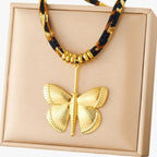 Leopard Charm Necklace with Gold-Tone Detailing