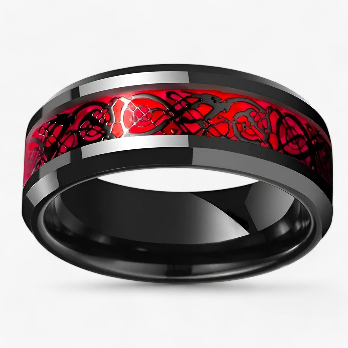 Celtic Knot Ring Set with Red Heart Zircon