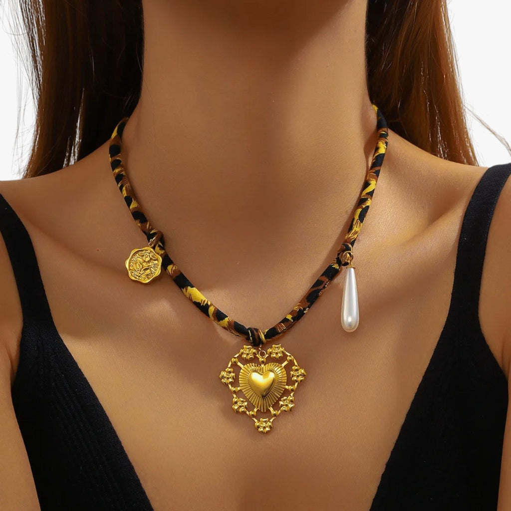 Leopard Charm Necklace with Gold-Tone Detailing