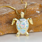Vintagehalskæde med skildpaddevedhæng med ildopal-look