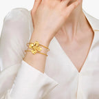 Flower Motif Bracelet in Waterproof Stainless Steel