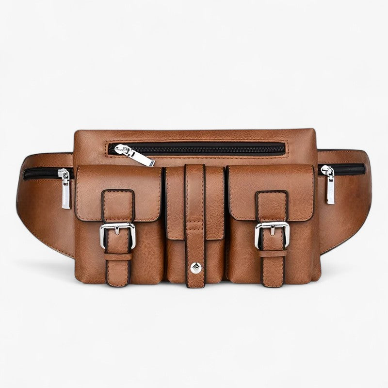 Men's Leather Belt Bag with Spacious Front Pocket