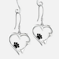 Silver-Tone Heart and Paw Pendant Earrings