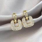 Gold-Tone Square Crystal Earrings