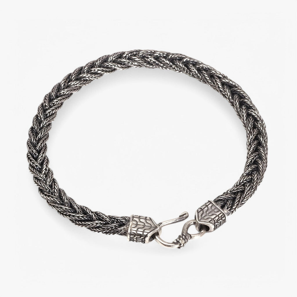 Handgeweven vossenstaartarmband in sterling zilver, 5 mm