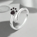 Adjustable 925 Sterling Silver Hand and Paw Print Ring