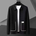 Tailored Knit Cardigan with Contrast Trim Detailing